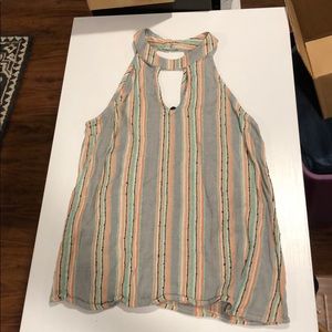 striped cotton blend tank top